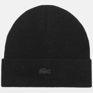 Lacoste - Logo geborduurde krokodil muts toon op toon zwart