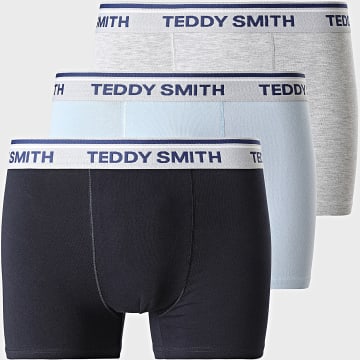 Teddy Smith - Lot De 3 Boxers 1TS-52 Bleu Clair Bleu Marine Gris Chiné