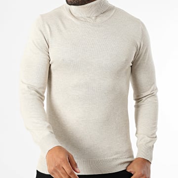 Frilivin - Jersey de cuello alto 001 Beige Chiné