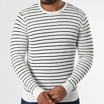 John H - Pull A Rayures Blanc Noir