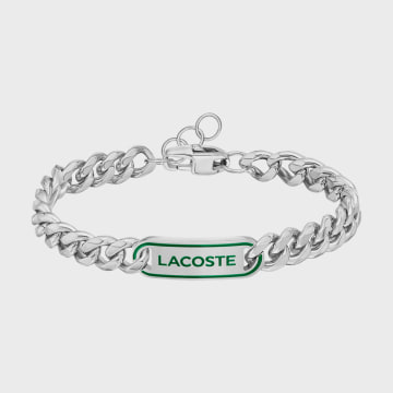 Lacoste - Bracciale con logo del coccodrillo District in argento inciso