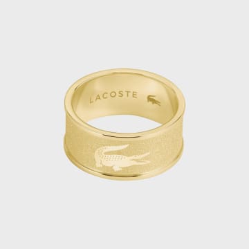 Lacoste - Bague Backhand Logo Crocodile Gravé Doré
