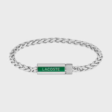 Lacoste - Spelt Logo Gravur Armband Silber