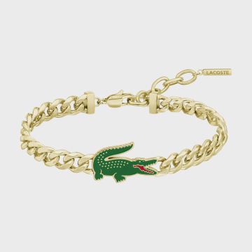 Lacoste - Bracciale Artor Logo Coccodrillo Inciso Dorato
