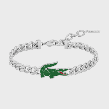 Lacoste - Pulsera Artor Logo Cocodrilo Grabado Plateado