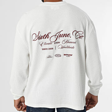 Sixth June - Sudadera oversize con cuello redondo texturizado grande M25860KTS Beige claro