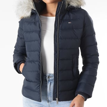 Tommy Jeans - Doudoune Capuche Fourrure Femme Basic 8312 Bleu Marine