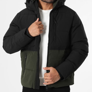 Jack And Jones - Doudoune Capuche Zippée Owen Puffer Vert Foncé Noir