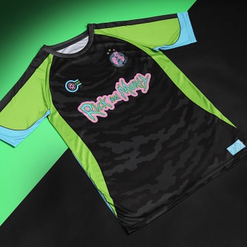 Rick Et Morty - Camiseta collector jersey 13 negro verde azul claro rosa