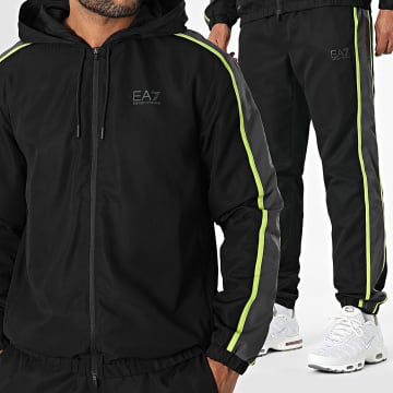 EA7 Emporio Armani - Ensemble De Survetement A Bandes 7M000643-AF16072 Noir Gris Anthracite Jaune