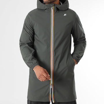 K-Way - Thomas Tretch Dot Long Zip Hooded Jacket Donker Khaki Groen
