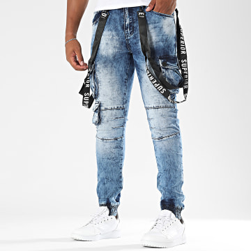 MTX - Pantalon Cargo Jean Slim 925 Bleu Denim