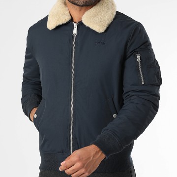 Schott NYC - Chaqueta bomber Airkraft 2 azul marino con cuello de piel