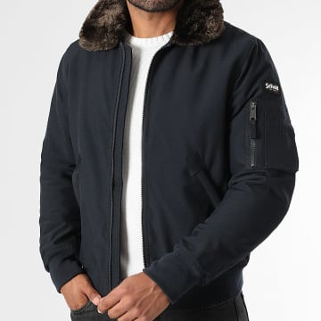 Schott NYC - Chaqueta con cuello de piel Navy Airlines