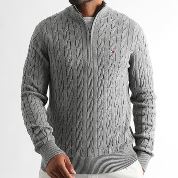 Tommy Hilfiger - Pull Classic Cable Zip 6532 Gris Chiné