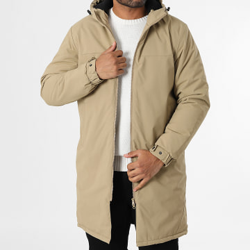 Classic Series - Parka larga con capucha y cremallera 406 Beige