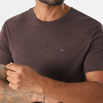 Tommy Jeans - Tee Shirt Slim Jaspe 0363 Marron Foncé Chiné