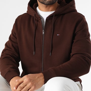 Tommy Jeans - Sweat Zippé Capuche Flag Zip 0743 Marron Foncé