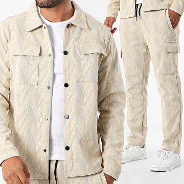 Zayne Paris  - 193 Conjunto de camisa y pantalón Cargo beige