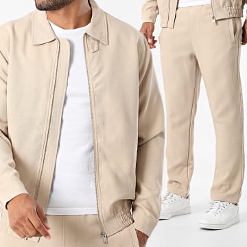 Zayne Paris  - 198 Conjunto de chaqueta con cremallera y pantalón beige