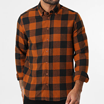 Blend - Buster Lange Mouw Geruit Overhemd 20718538 Camel Zwart