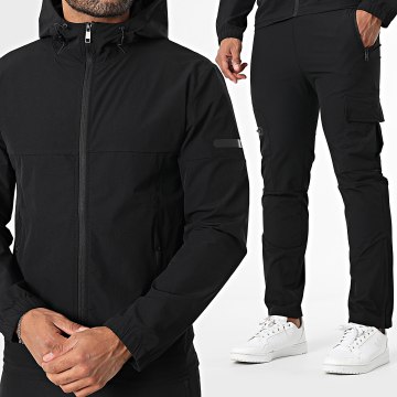 Classic Series - Effen 045 Zwart Ritsjack met capuchon en Cargo Broek Set
