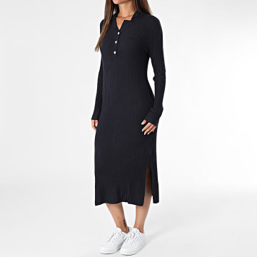 Tiffosi - Abito donna a maniche lunghe in costina Barigia 10061610 Blu navy