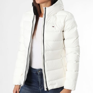 Tommy Jeans - Edredón con capucha y cremallera para mujer Print Down 1617 Blanco