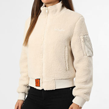 Bombers Original - Chaqueta Sherpa con cremallera Mujer Edmonton Beige