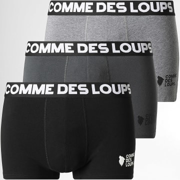 Comme Des Loups - Set van 3 klassieke boxers Zwart Houtskool Grijs