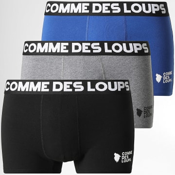 Comme Des Loups - Set Of 3 Classic Boxers Black Heather Grey Royal Blue