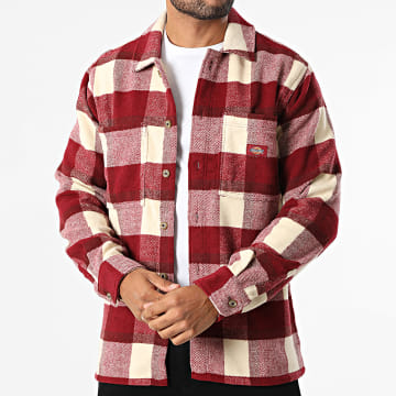 Dickies - Camicia a quadri A4XZZ Light Beige Bordeaux Overshirt