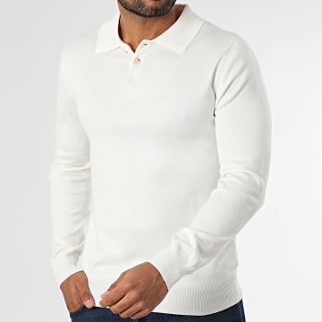 Frilivin - 643 Jersey beige claro con cuello abotonado