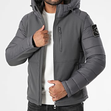 Kymaxx - Anthracite Gray Hooded Puffer Jacket