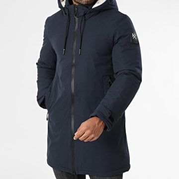 Kymaxx - Parka larga con capucha y cremallera 278 Azul marino
