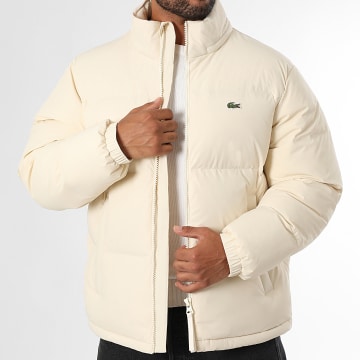 Lacoste - Doudoune Capuche Logo Brodé Crocodile Beige