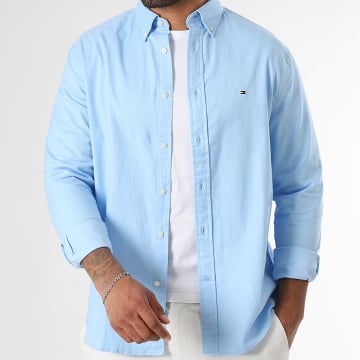 Tommy Hilfiger - Camisa de manga larga Flex Flannel Solid 0469 Azul claro
