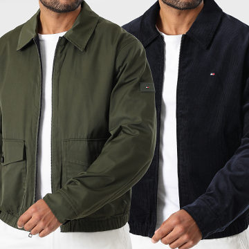 Tommy Hilfiger - Veste Réversible Zippée Ivy 0620 Bleu Marine Vert Kaki