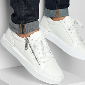 Calvin Klein - Baskets Classic Cup Laceup Zip Leather 1437 triple Bright White