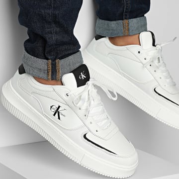 Calvin Klein - Cestini Chunky Cupsole Low Pelle 1426 bianco brillante Nero
