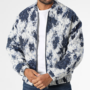 Frilivin - Cazadora Bomber Talla 39 Blanca Azul Marino