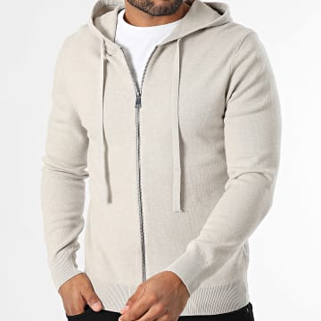 Frilivin - Sudadera con capucha y cremallera 214 Beige