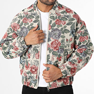 Frilivin - Chaqueta con cremallera L39 Beige claro Rosa claro Azul claro Floral