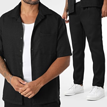Frilivin - 168 Conjunto negro de camisa de manga corta y pantalón
