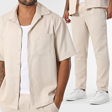 Frilivin - 168 Set camicia e pantaloni beige a maniche corte