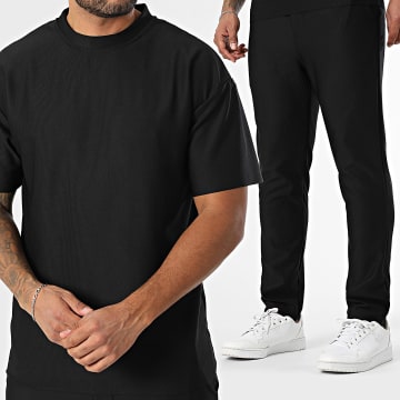 Frilivin - Conjunto de camiseta grande oversize y pantalón texturizado 169 negro