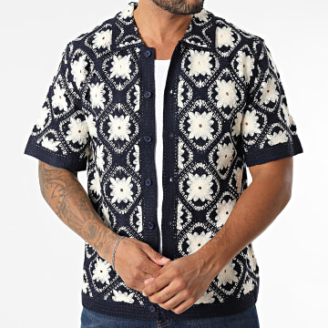 Frilivin - 303 Camisa de manga corta azul marino beige claro pizarra