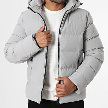 Kymaxx - Doudoune Capuche Gris Clair