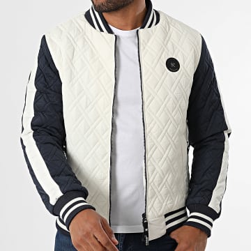 Kymaxx - Veste Teddy Beige Bleu Marine