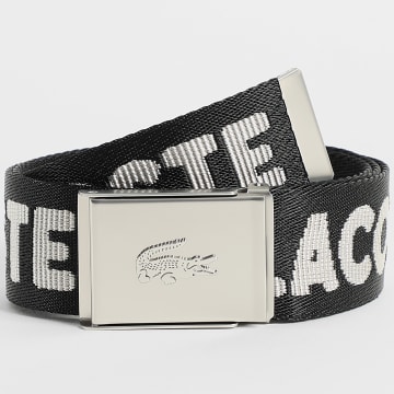 Lacoste - Placa para cinturón con logotipo bordado Negro Beige